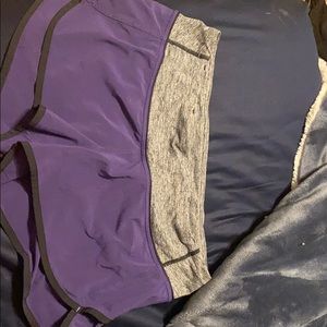 purple and gray lululemon shorts